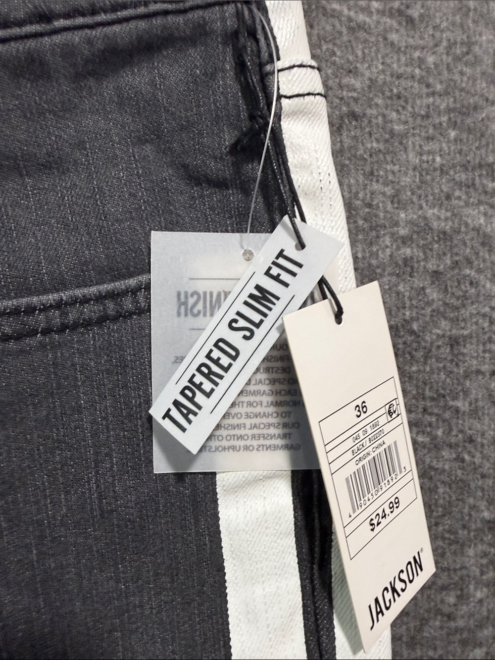 JACKSON Black Skinny Jeans‎ with White Side Stripes Size 36 - Picture 5 of 7